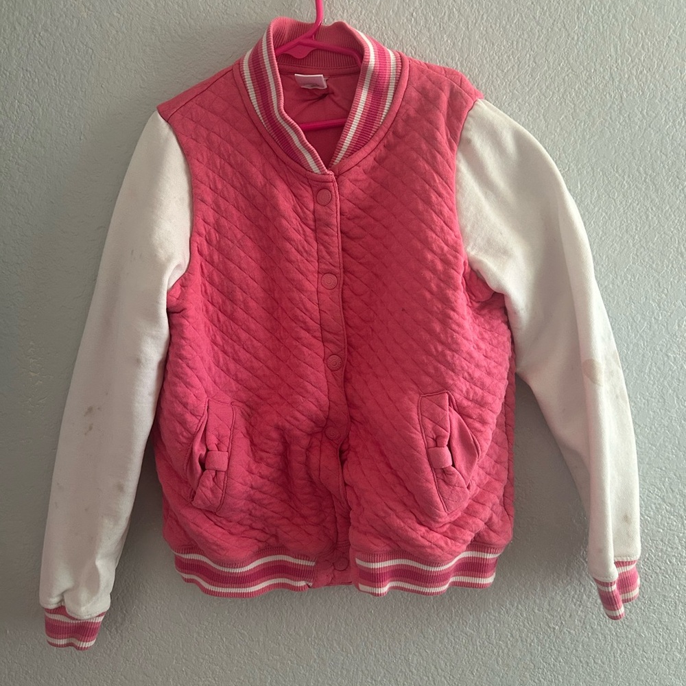 Gymboree Girls Pink Quilted Varsity Jacket